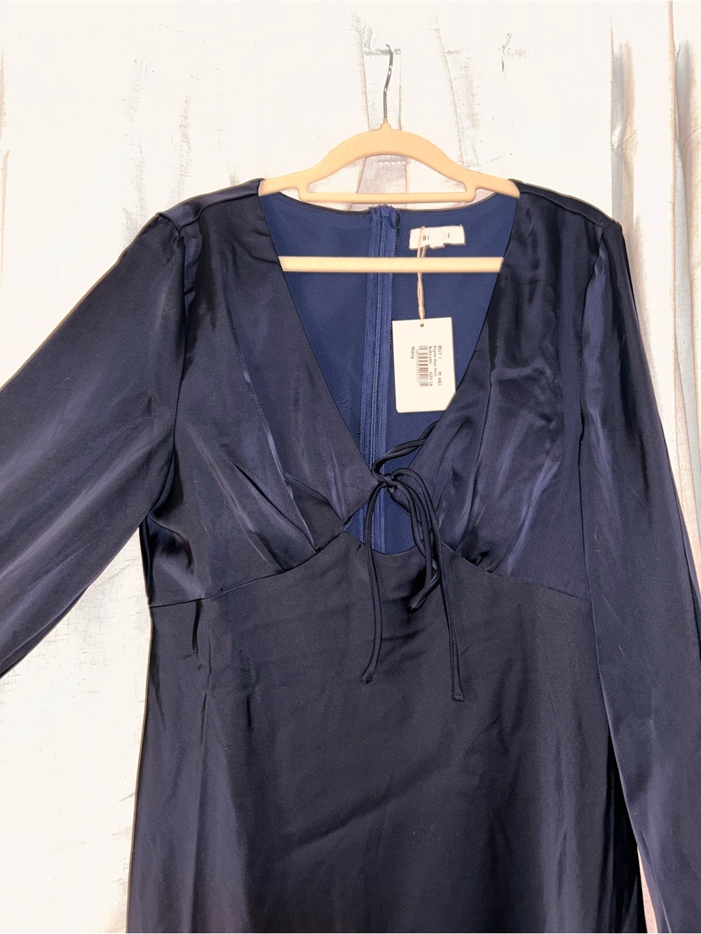 Women's Navy Midi Dress with Tie Front